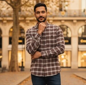 Orvis Burgundy Plaid Longsleeve Luxury Flannel Shirt 100% Cotton Large EUC